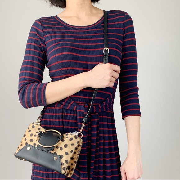 CREW NECK WAIST TIE STRIPED DRESS - Picture 9 of 11